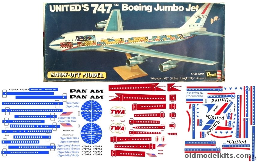 Revell 1/144 United 747-122  Boeing Jumbo Jet Cut Away with Full Interior Pan Am - TWA - United, H197 plastic model kit